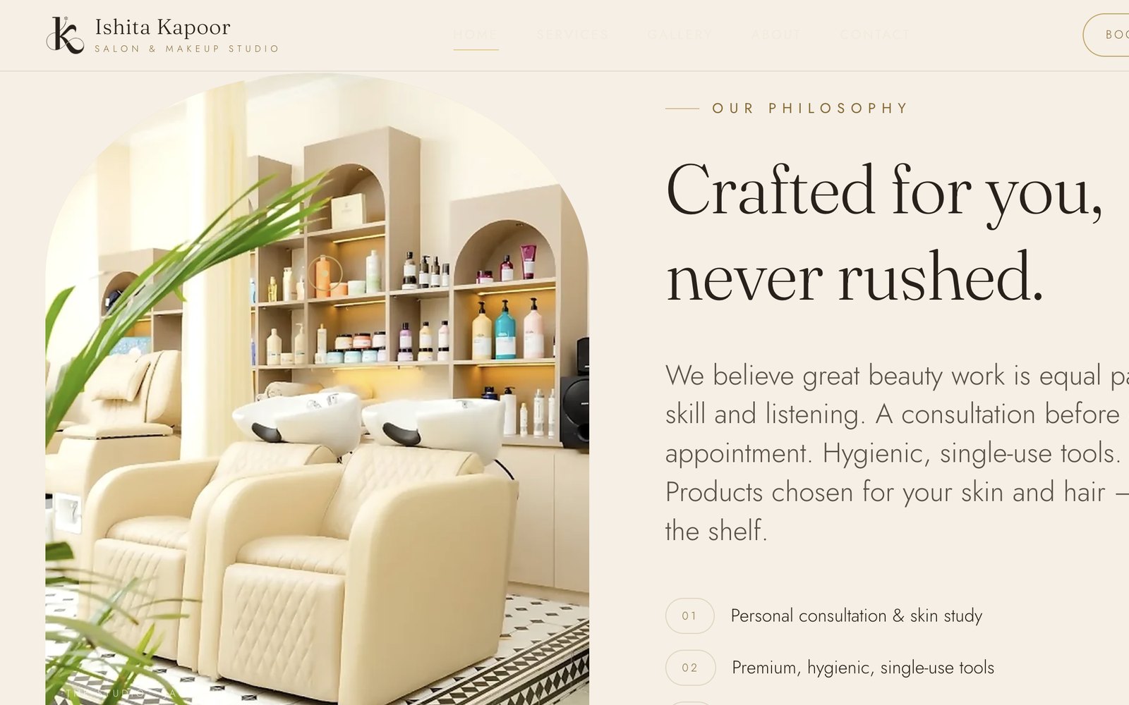 Ishita Kapoor Salon & Makeup Studio website designed by WEBRO Studio